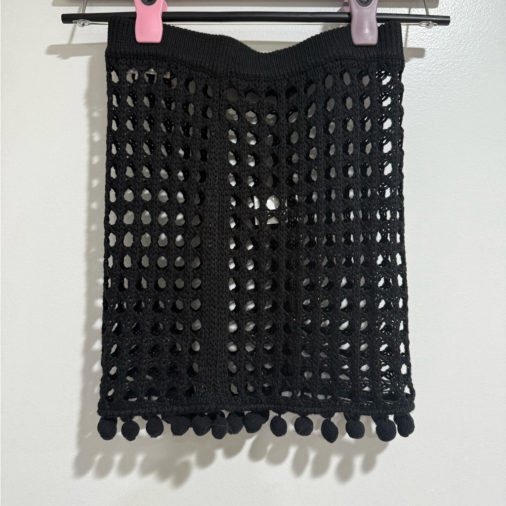 Tularosa Black Crochet Mini Skirt